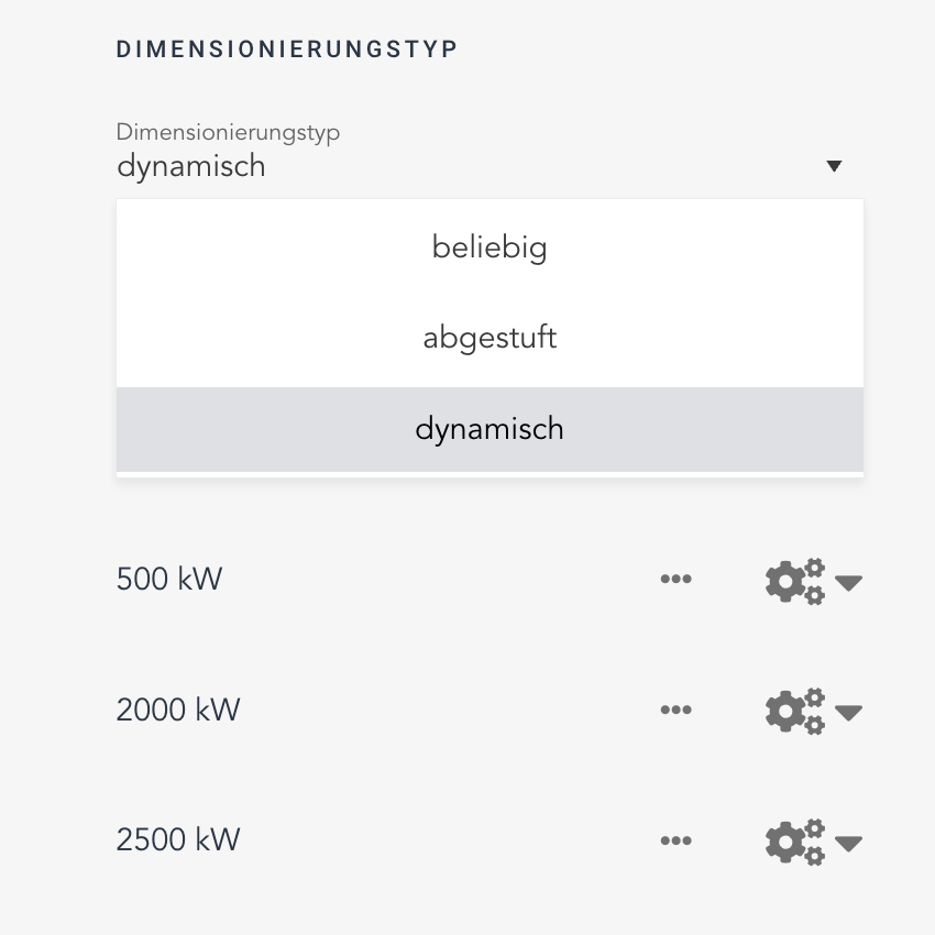 Dimensionierungstypen in berta & rudi